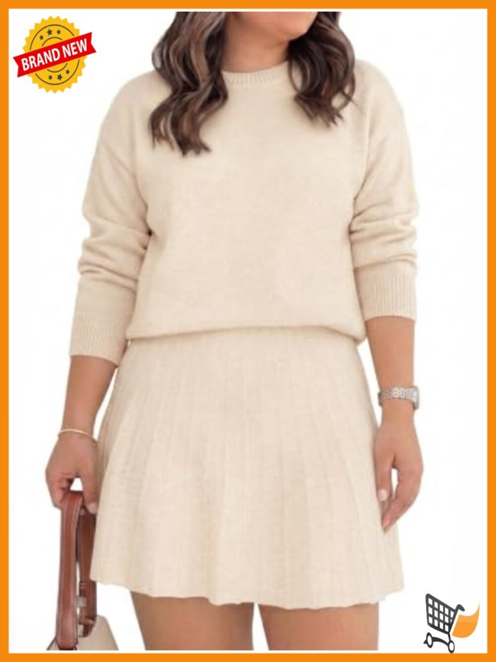 Womens Plus Size 2 Piece Sweater Skirt Set Long Sleeve Knit Pullover Outfit